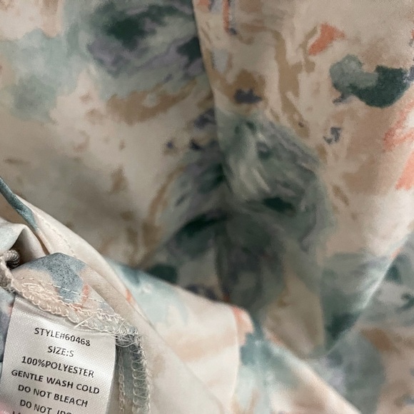 Cream and Blue Puff Sleeve Mini Sundress - Picture 3 of 5